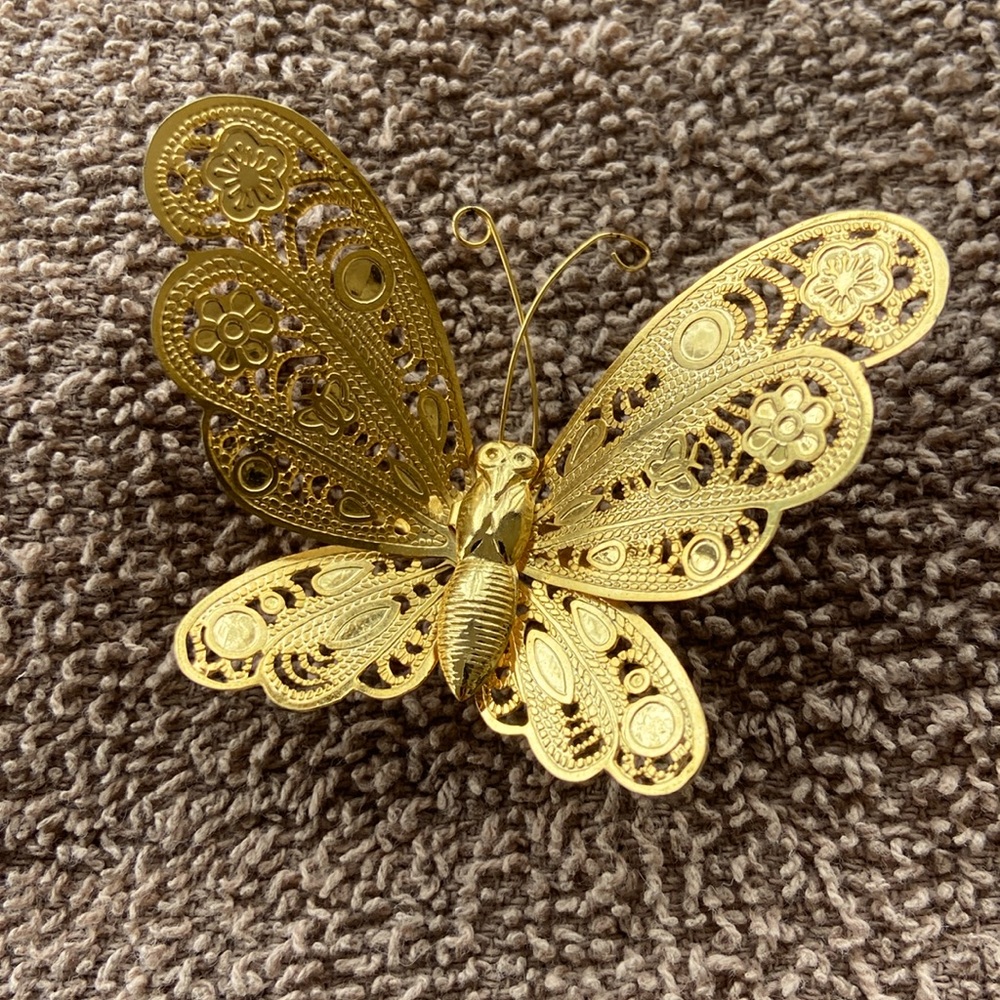VINTAGE Filigree Butterfly Brooch Pin